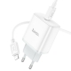 Мережевий зарядний пристрій HOCO C104A Stage single port PD20W charger set (C to iP)(EU) White