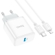 Мережевий зарядний пристрій HOCO C104A Stage single port PD20W charger set (C to iP)(EU) White