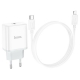 Мережевий зарядний пристрій HOCO C104A Stage single port PD20W charger set (C to iP)(EU) White