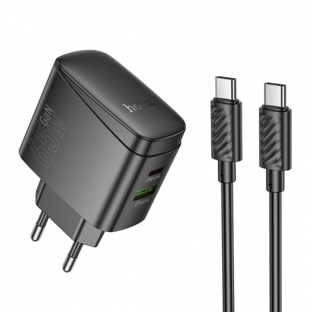 Мережевий зарядний пристрій HOCO CS63A Bright PD65W(1A1C) charger set (C to C)(EU) Black