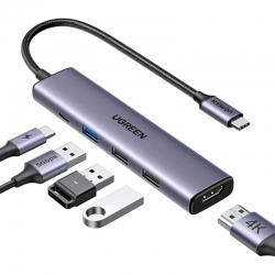 Мультипортовий адаптер UGREEN CM478 USB Type-C to HDMI Gray (15495)