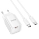 Мережевий зарядний пристрій HOCO C148A Charm single port PD30W charger set (C to C) (EU) White