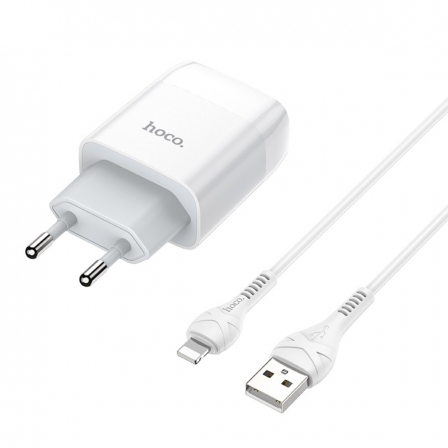 Мережевий зарядний пристрій HOCO C73A Glorious dual port charger set (iP)(EU) White