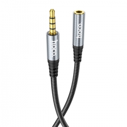 Аудiокабель HOCO UPA20 3.5 audio extension cable male to female (L2M) Metal Gray