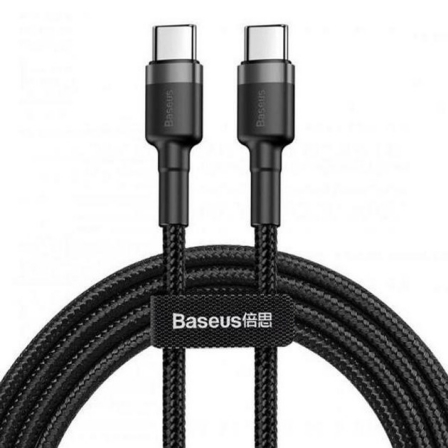 Кабель Baseus Cafule USB Type-C to USB Type-C 2 м 3A PD 60W Black/Grey (CATKLF-JG1)