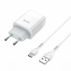 Мережевий зарядний пристрій HOCO C73A Glorious dual port charger set(Type-C) 12W White