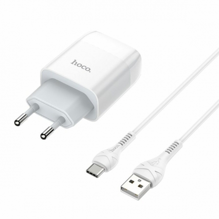 Мережевий зарядний пристрій HOCO C73A Glorious dual port charger set(Type-C) 12W White