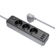 Мережевий подовжувач BOROFONE BAC8 Power 3-position socket(1C3A)(EU/GER)(L3M) Black