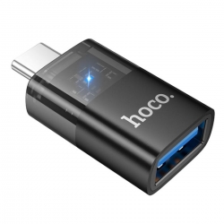 Перехідник HOCO UA36B C male to USB female OTG transparent adapter Black